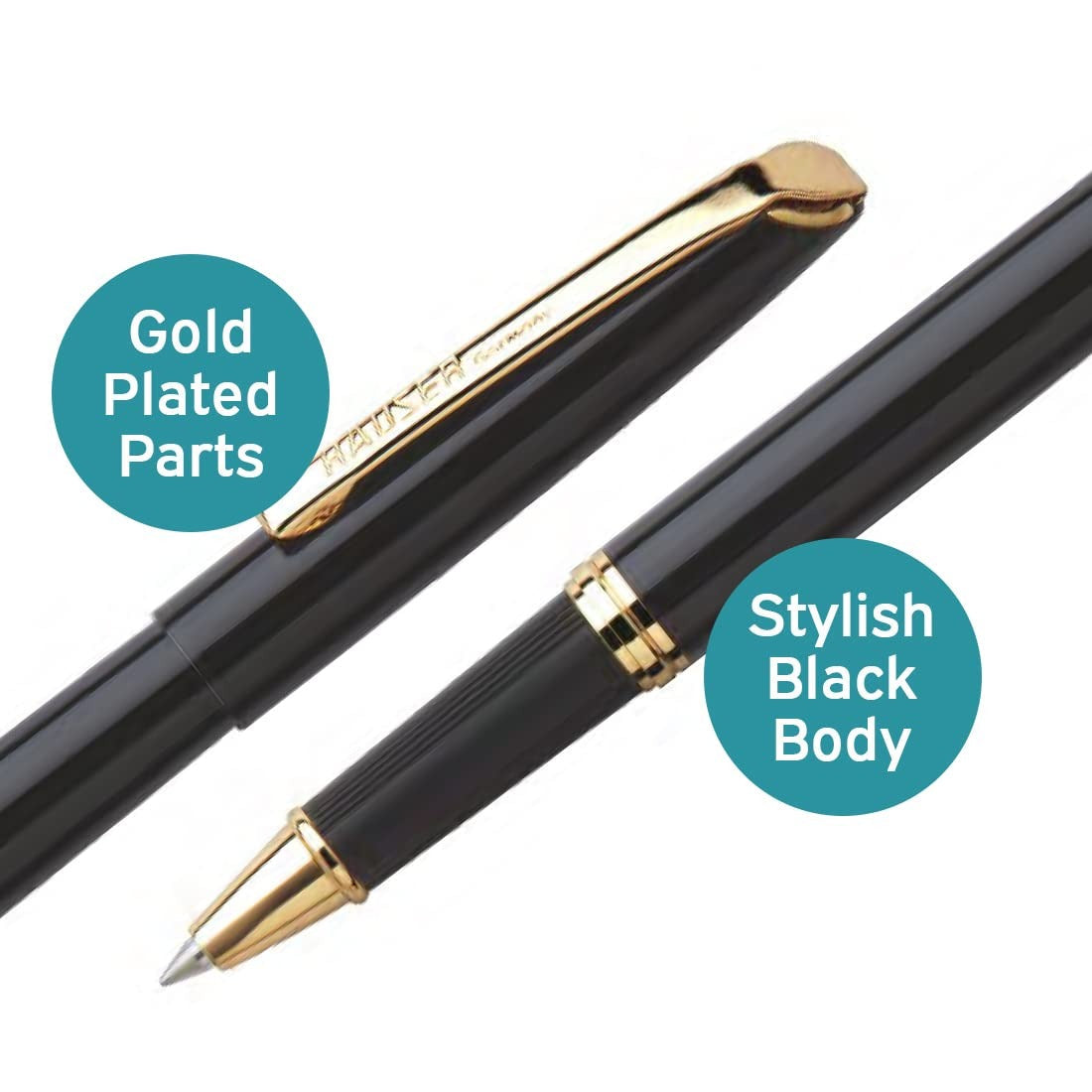 DIGNITY Black & Gold Roller Pen- Pack of 100