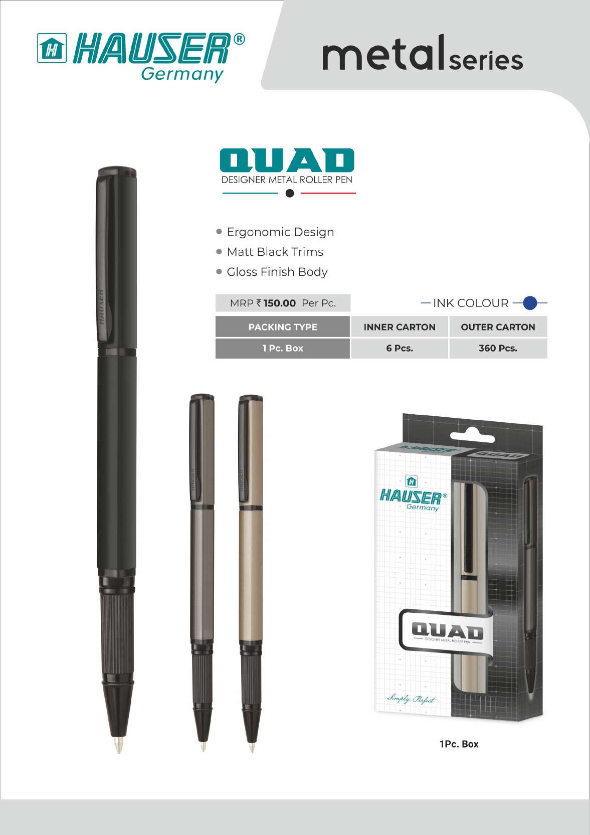 QUAD Designer Metal Roller Pen