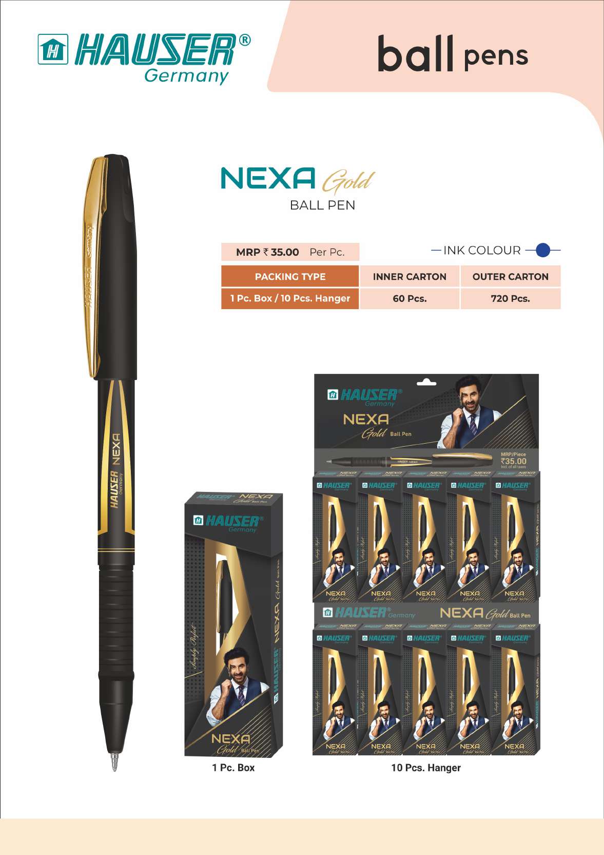 NEXA Gold Ball Pen- Pack of 100
