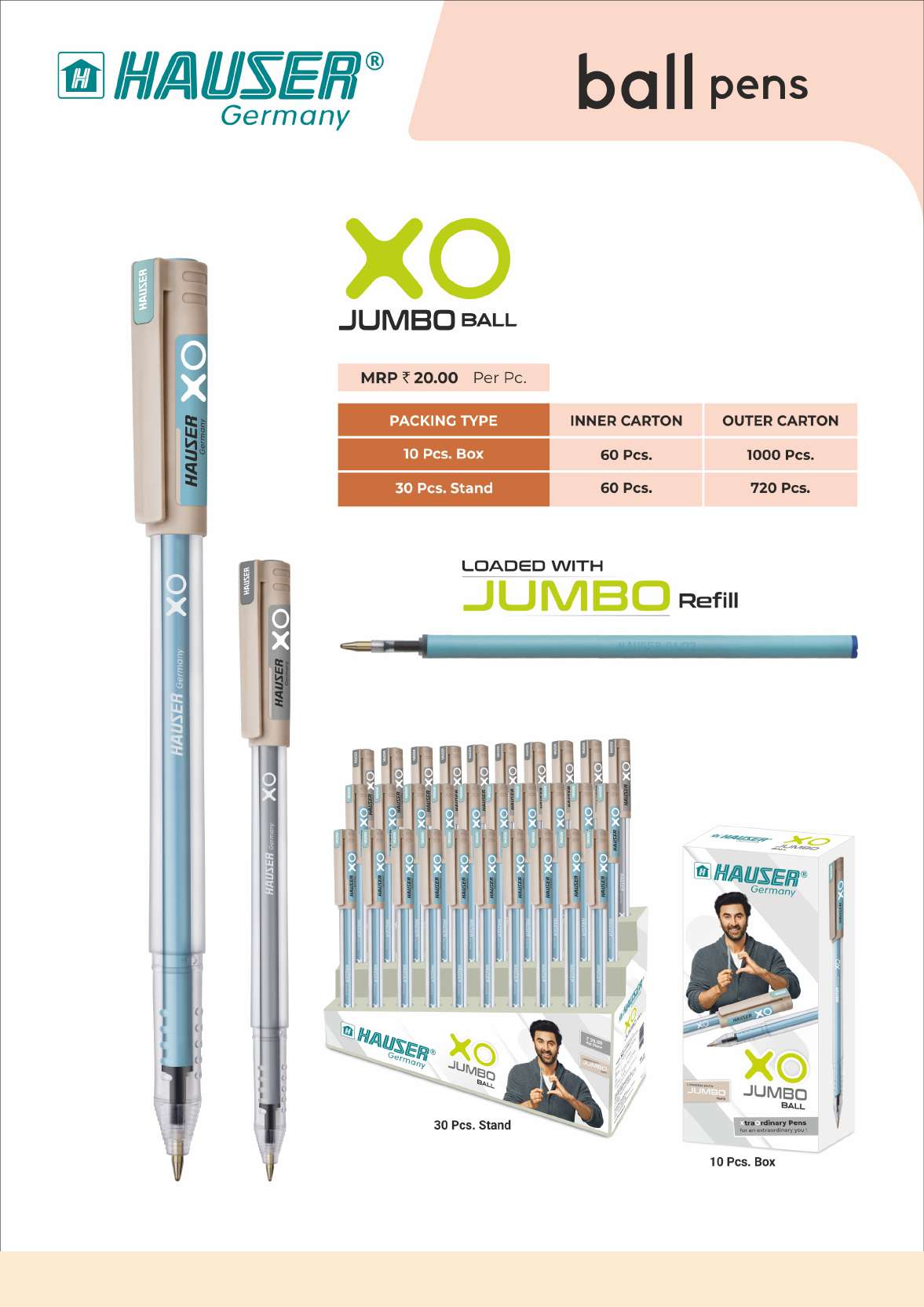 XO Jumbo Ball Pen- Pack of 100