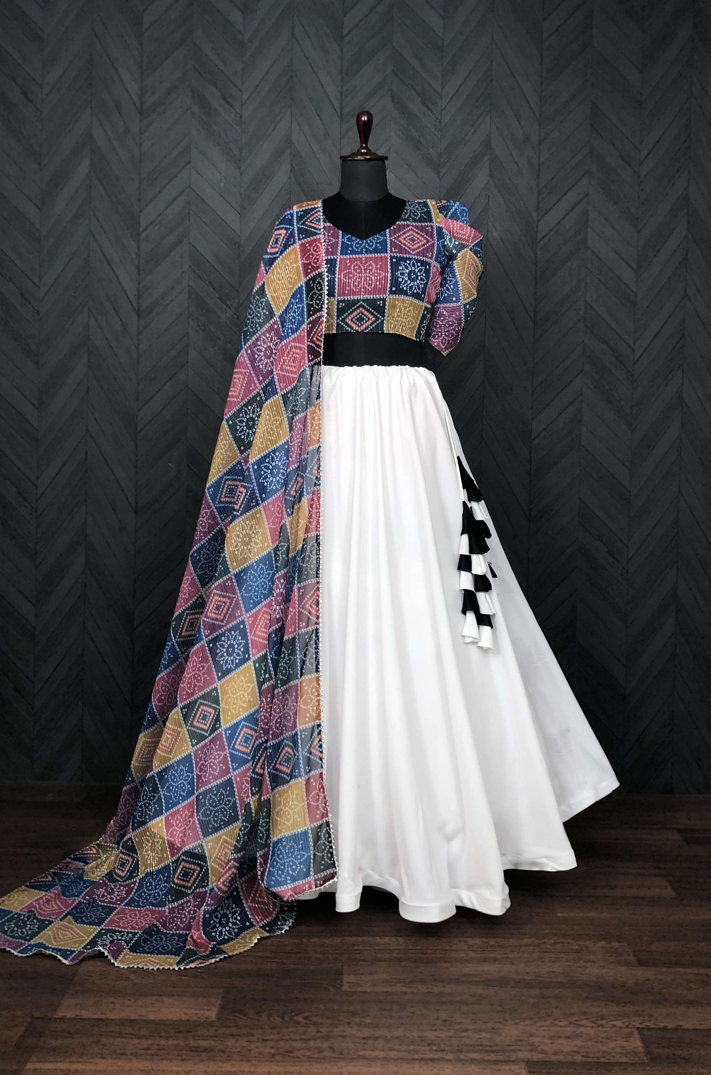 Premium Designer Embroidered Frolic Cotton Lehenga Choli with Viscose Crochet Dupatta