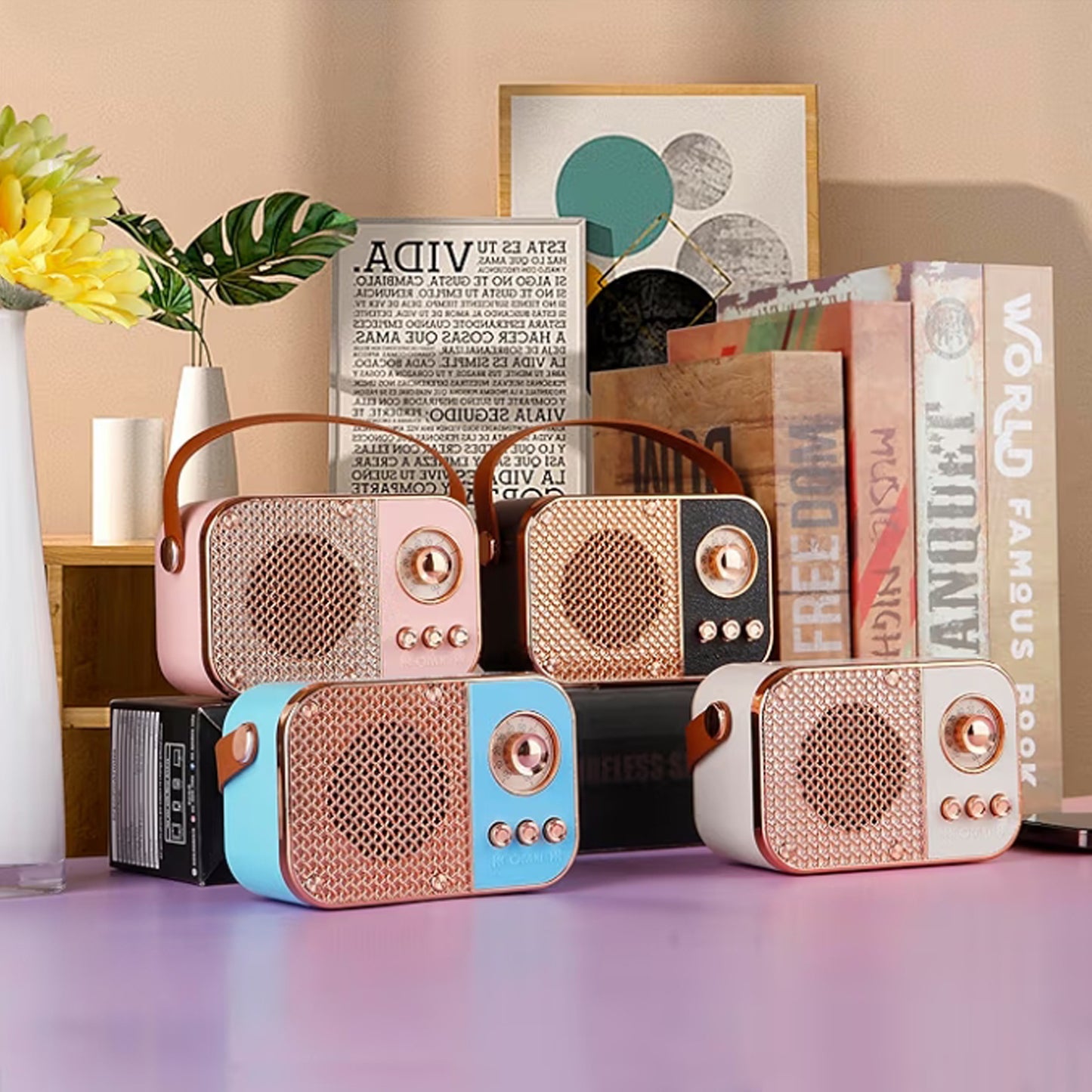 Vintage Style Wireless Portable Speaker With Retro Radio (1 Pc)