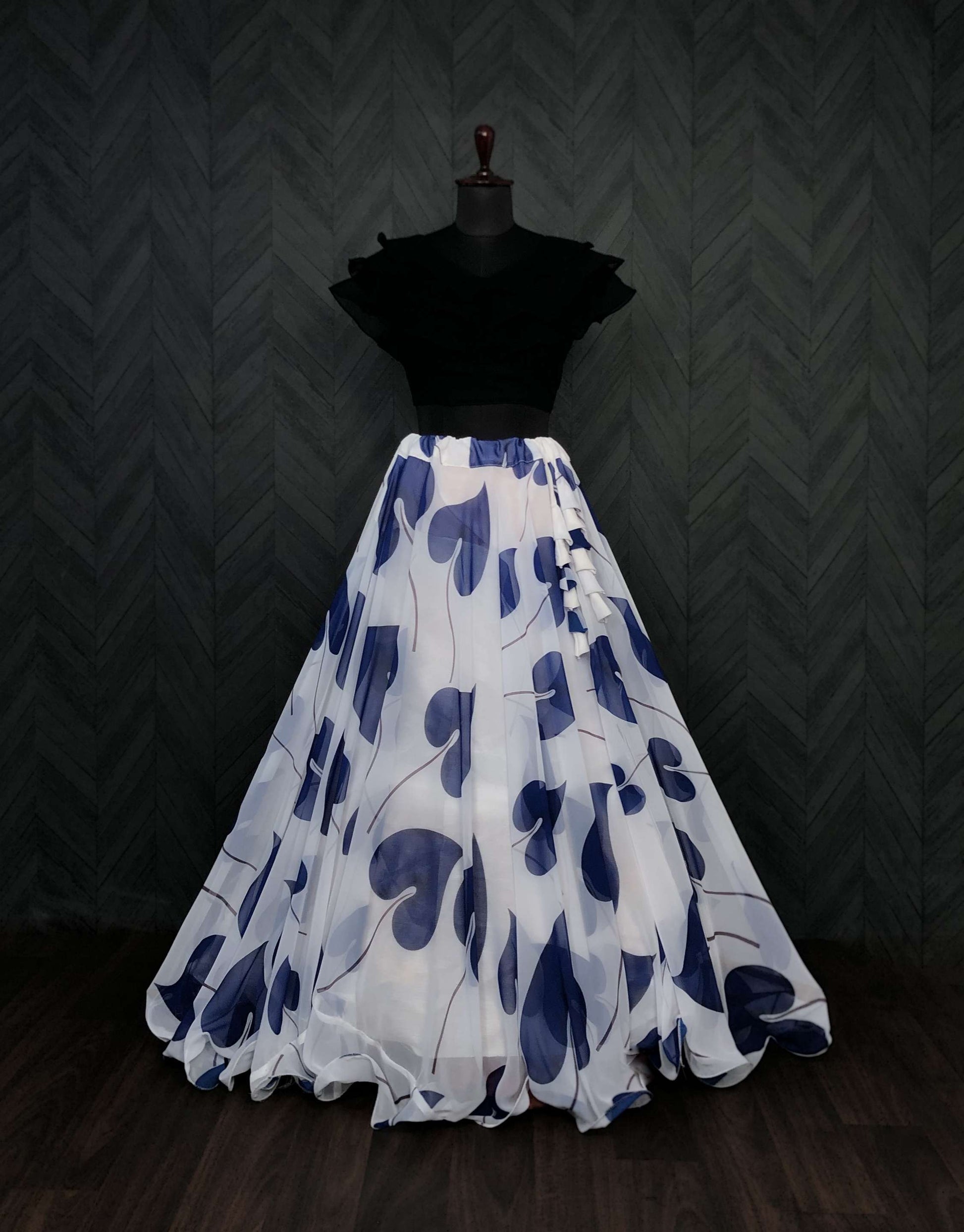 Premium Faux Georgette Digital Print Lehenga with Frill Blouse