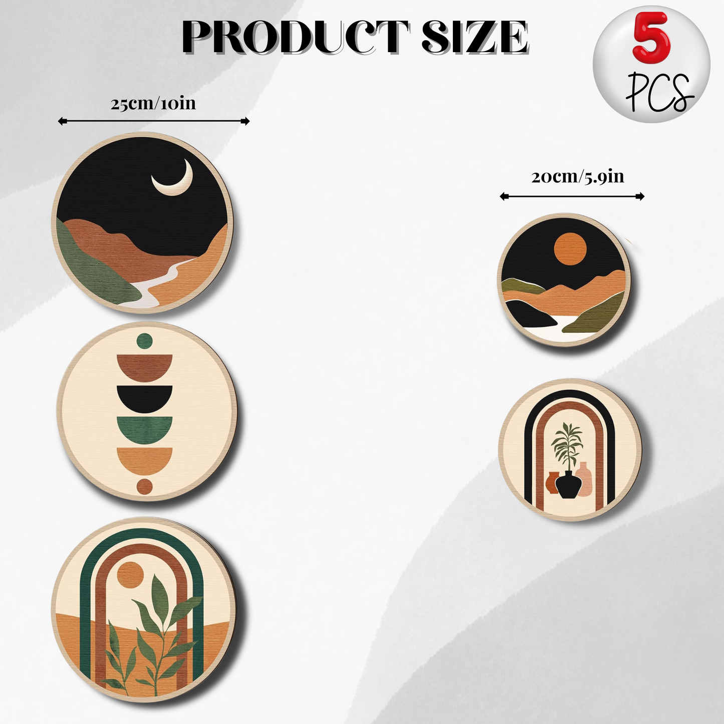 5 PCS Circle Wall Painting