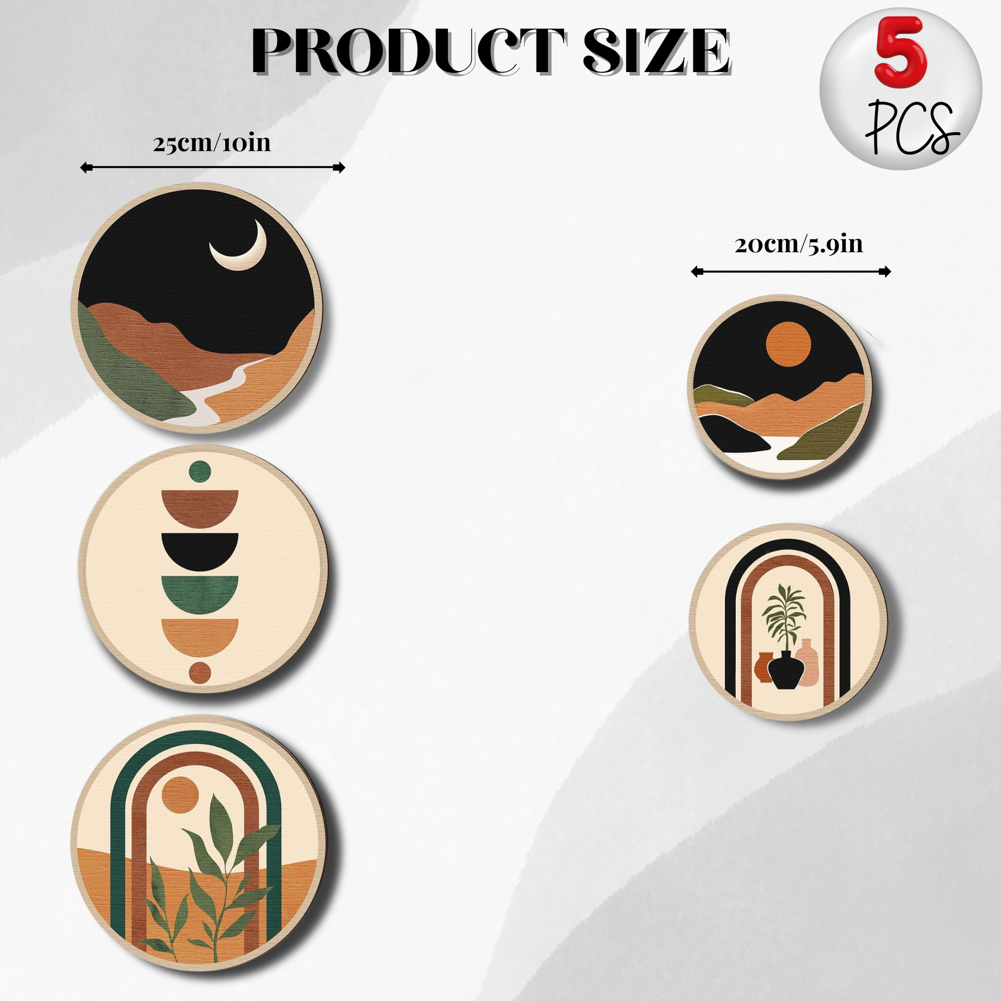 5 PCS Circle Wall Painting