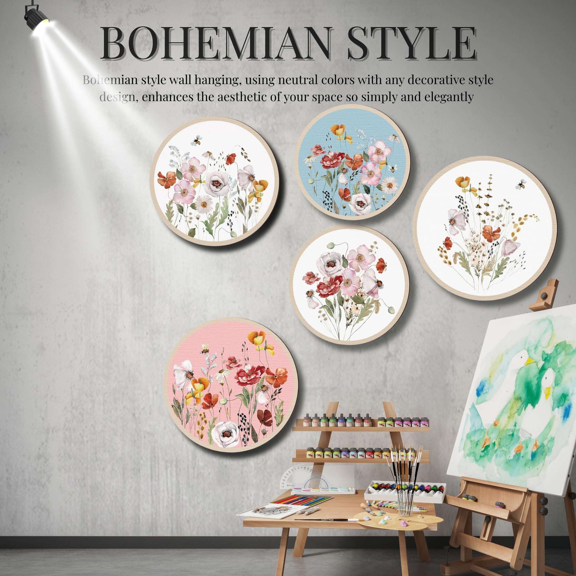 5 PCS Circle Wall Painting