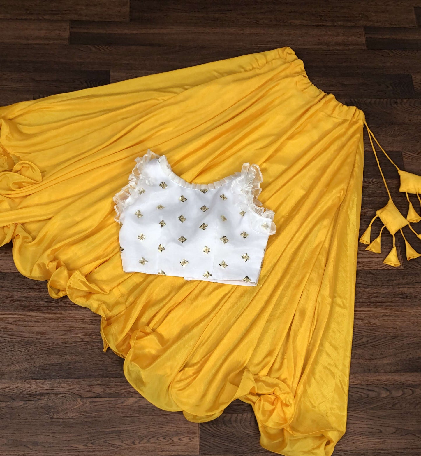 Premium Chinnon Lehenga with Organza Sequin Blouse  Readymade Set