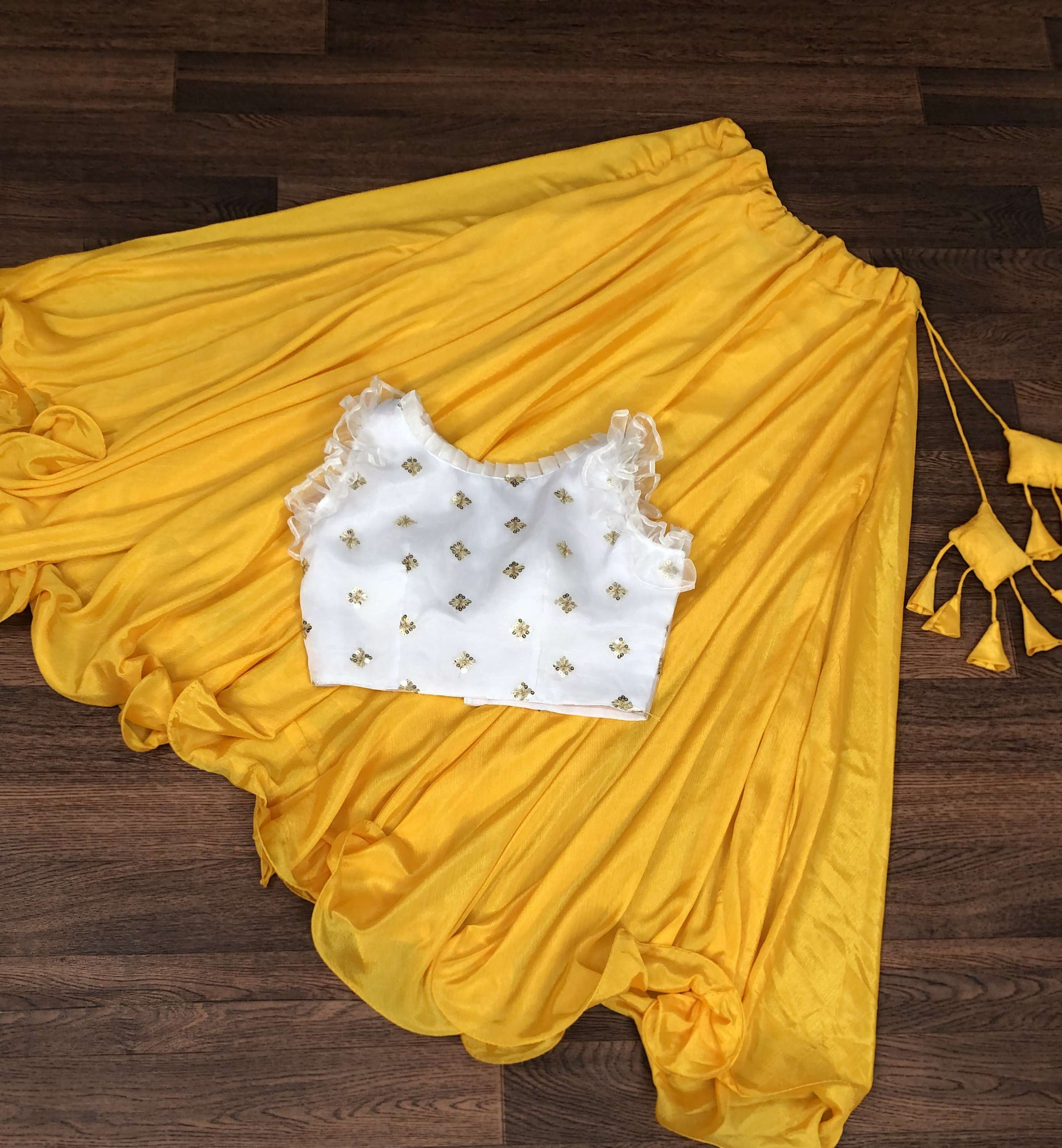 Premium Chinnon Lehenga with Organza Sequin Blouse  Readymade Set