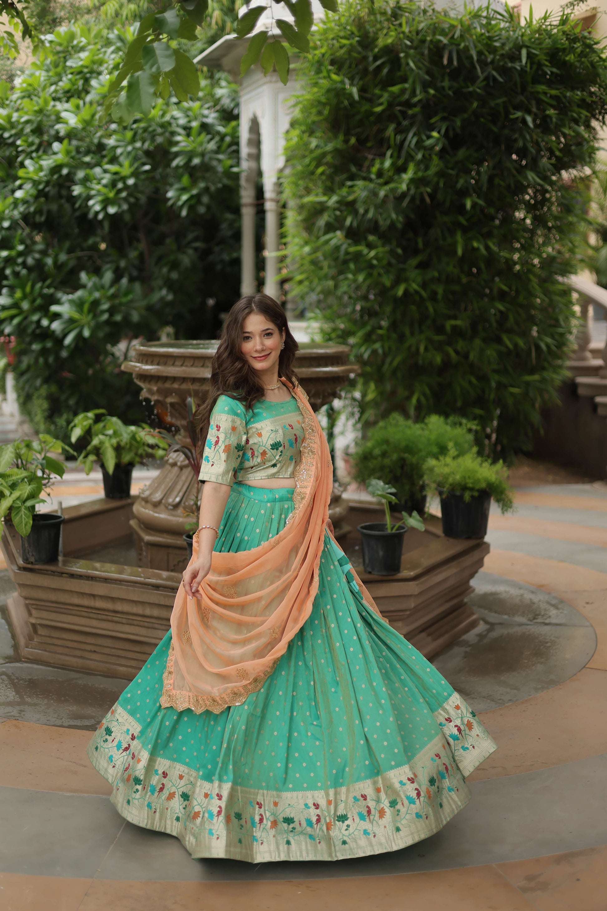 Cosmos Jequard Lehenga Choli with Embroidered Dupatta 