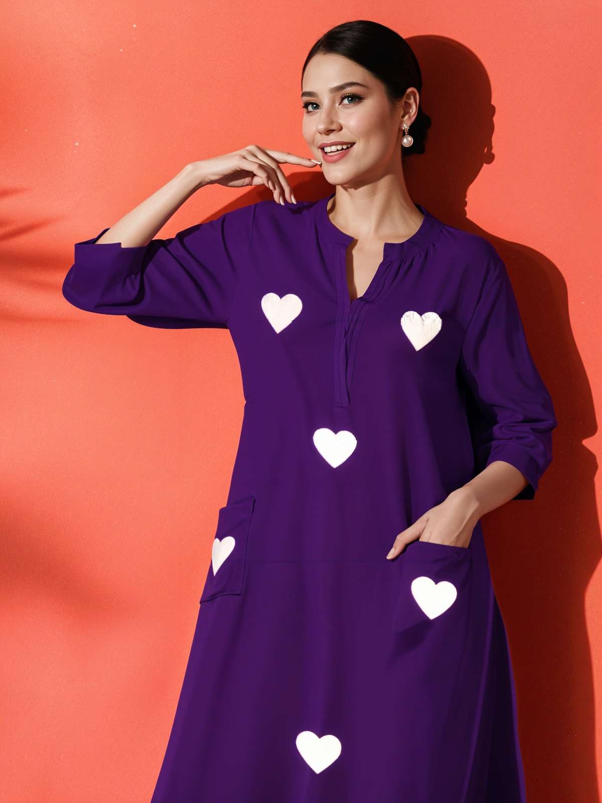 Women's Cotton Embroidered Straight Kurti With Pant Set