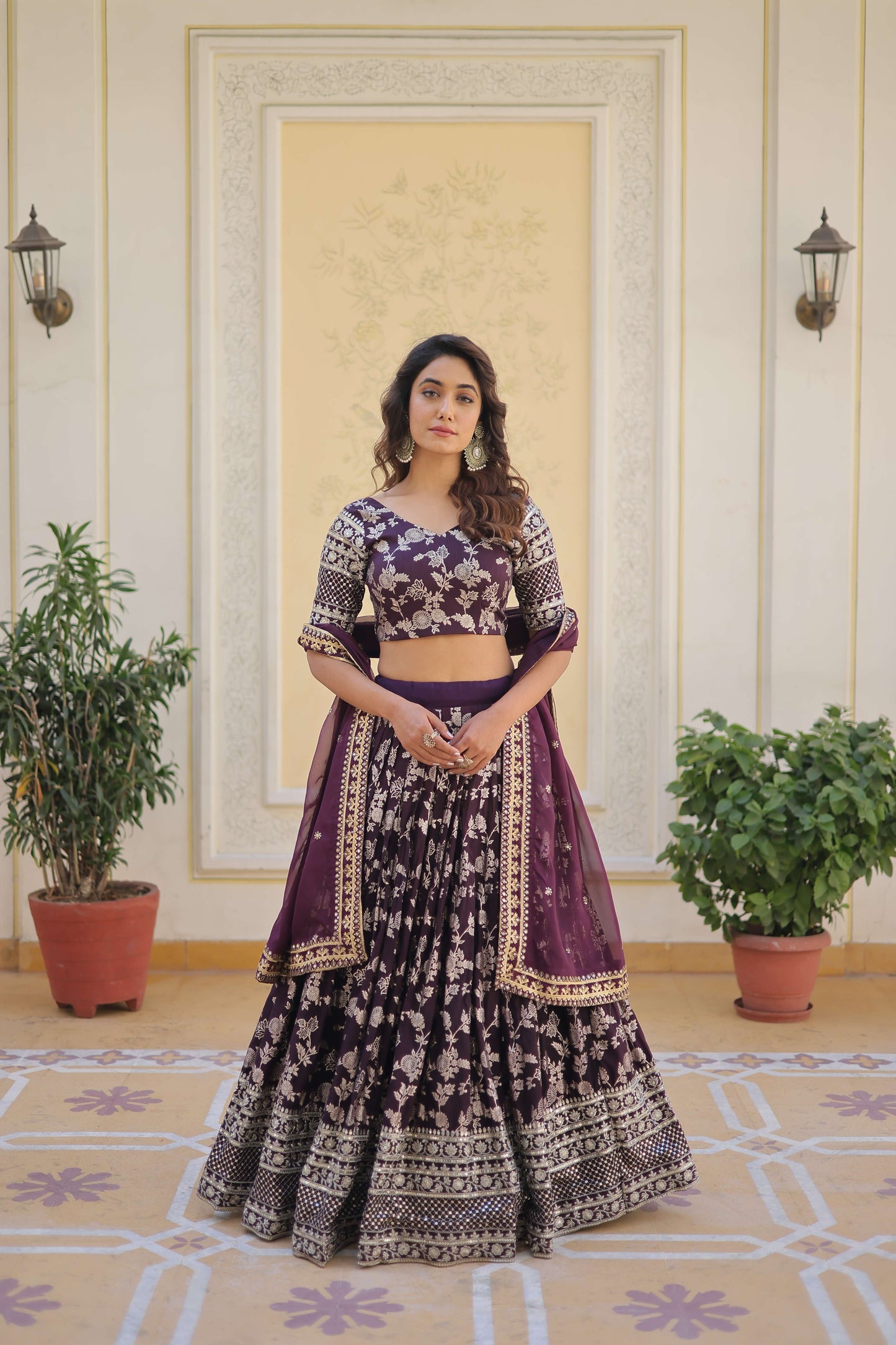 Designer Pure Viscose Jacquard Embroidered Lehenga Choli with Dupatta ?