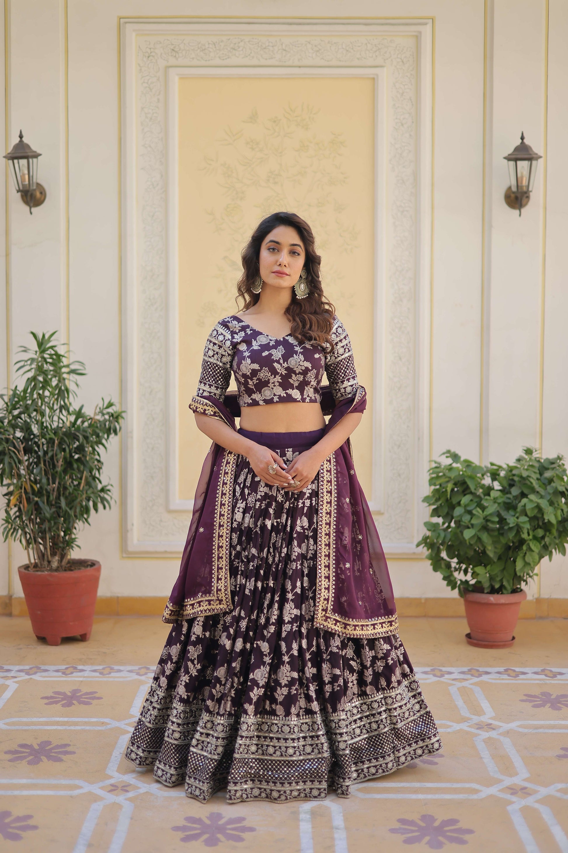 Designer Pure Viscose Jacquard Embroidered Lehenga Choli with Dupatta ?