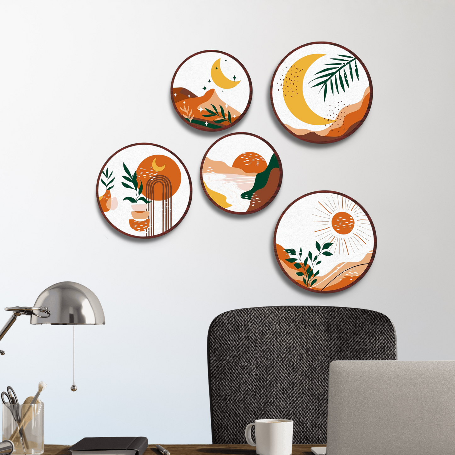 5 PCS Circle Wall Painting