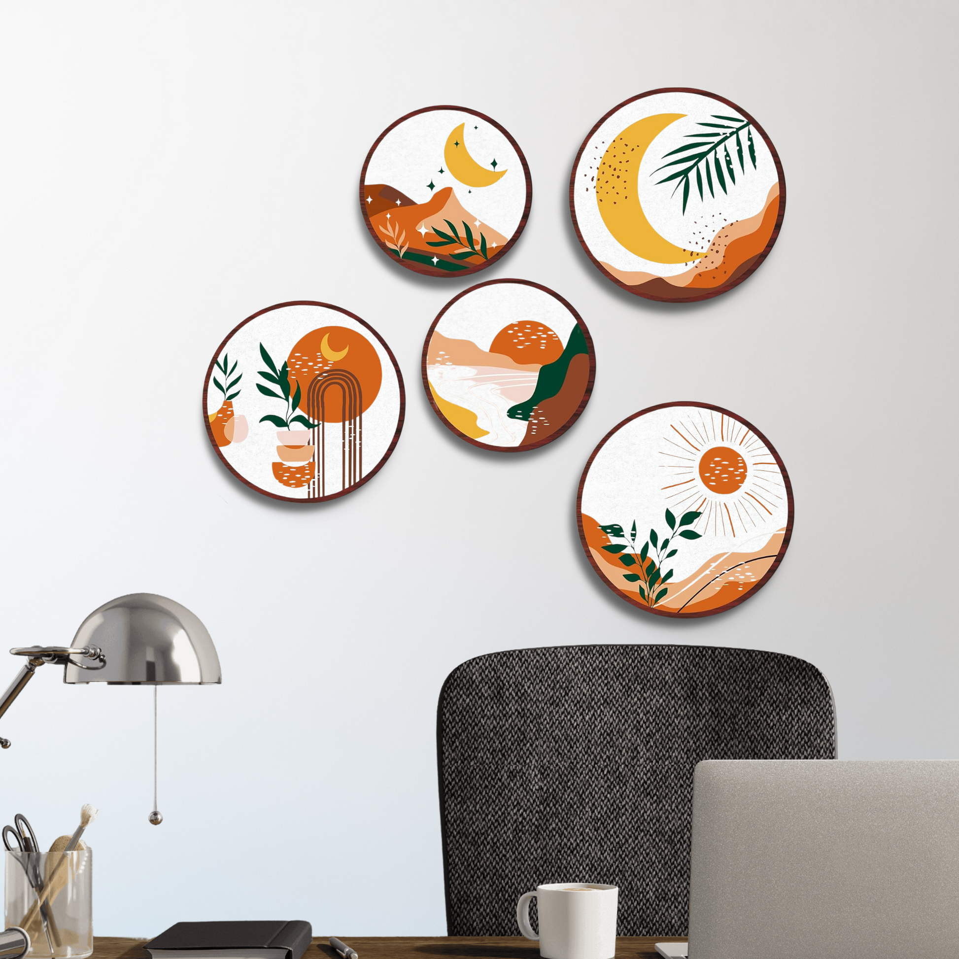 5 PCS Circle Wall Painting
