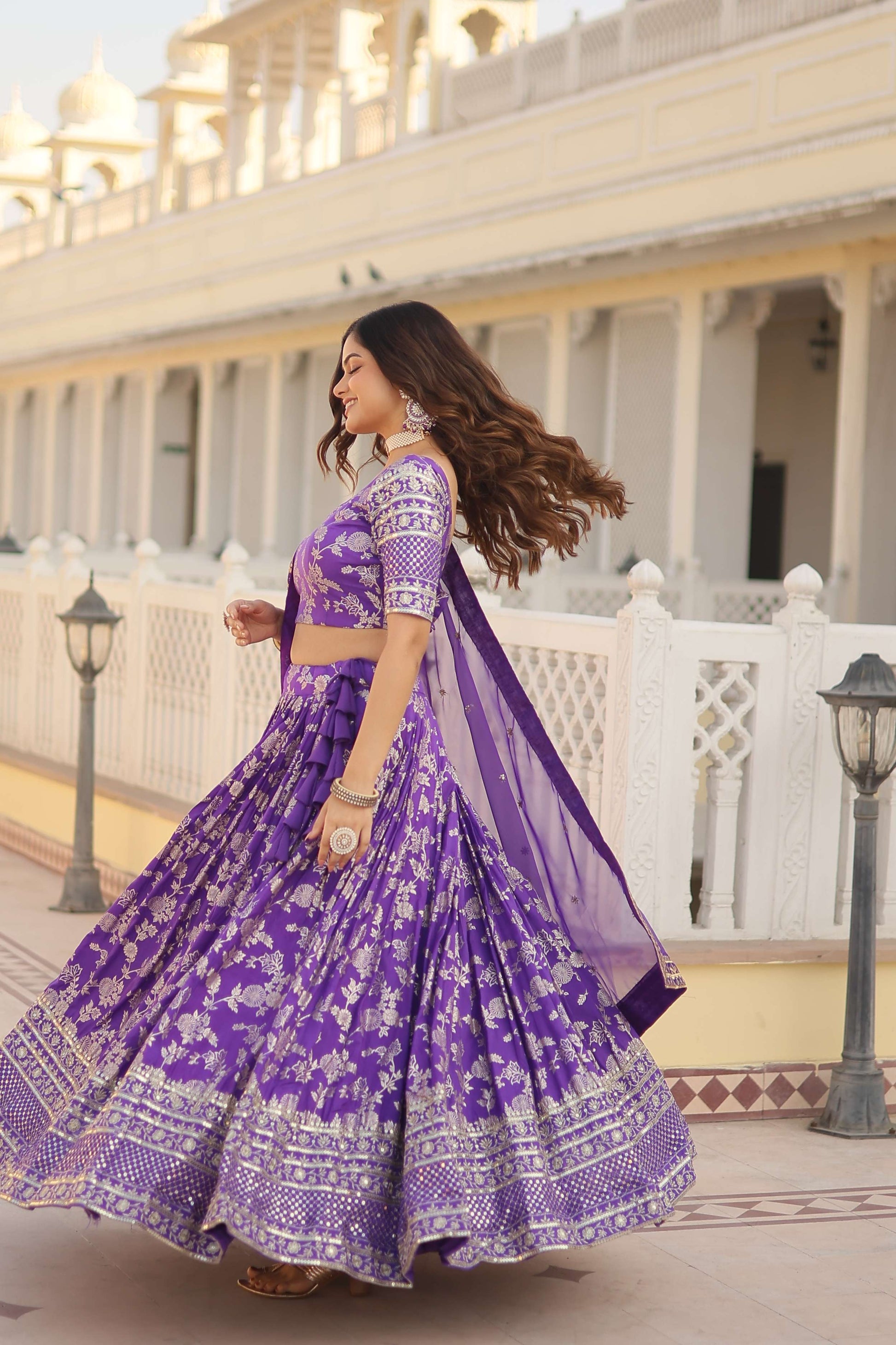 Designer Pure Viscose Jacquard Embroidered Lehenga Choli with Dupatta ?