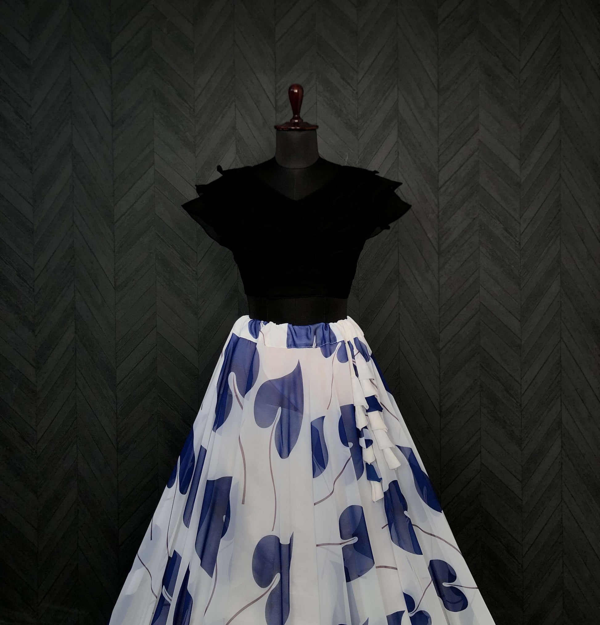 Premium Faux Georgette Digital Print Lehenga with Frill Blouse