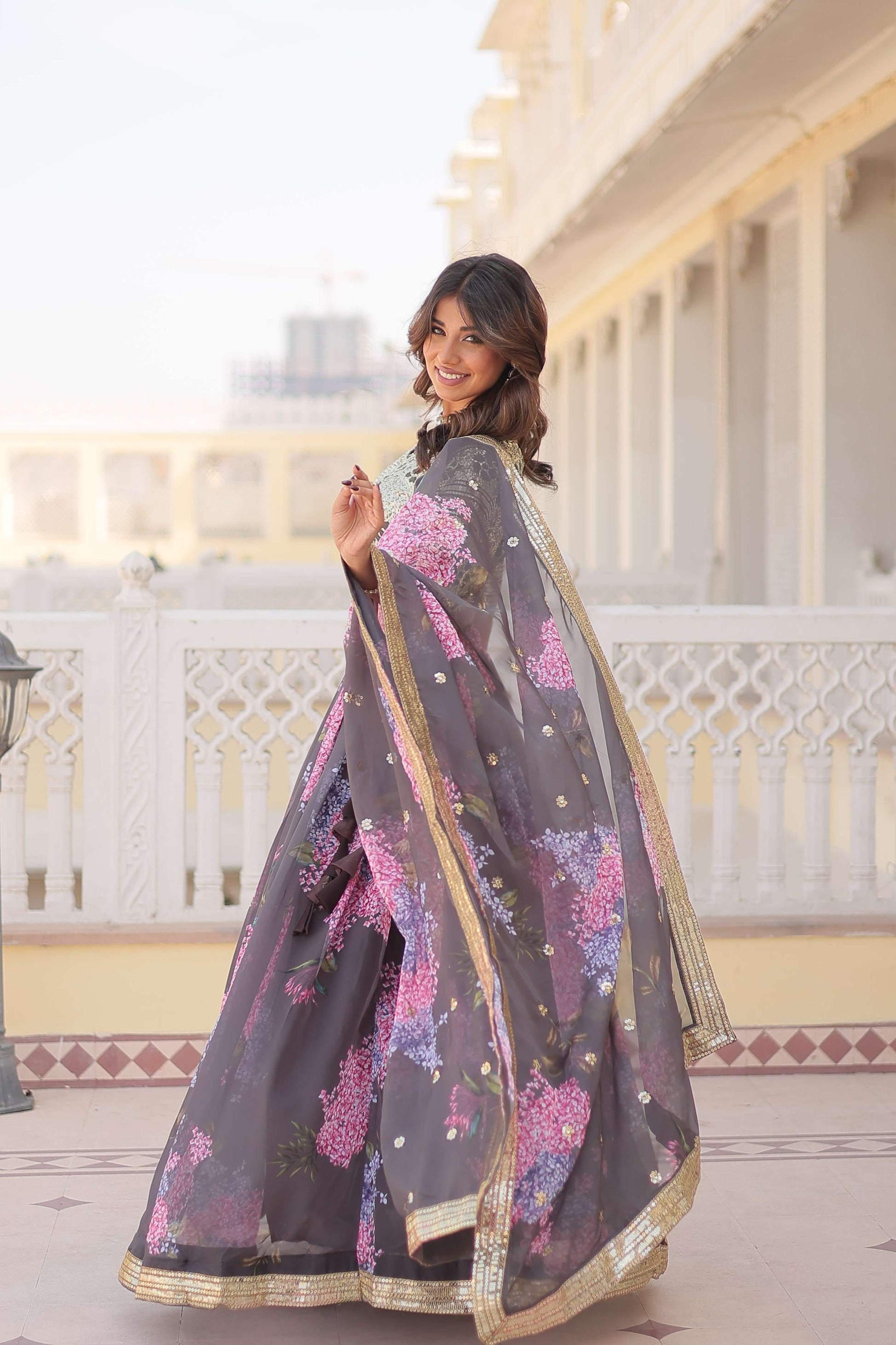 Digital Printed Russian Silk Lehenga Choli with Sequins Dupatta ?