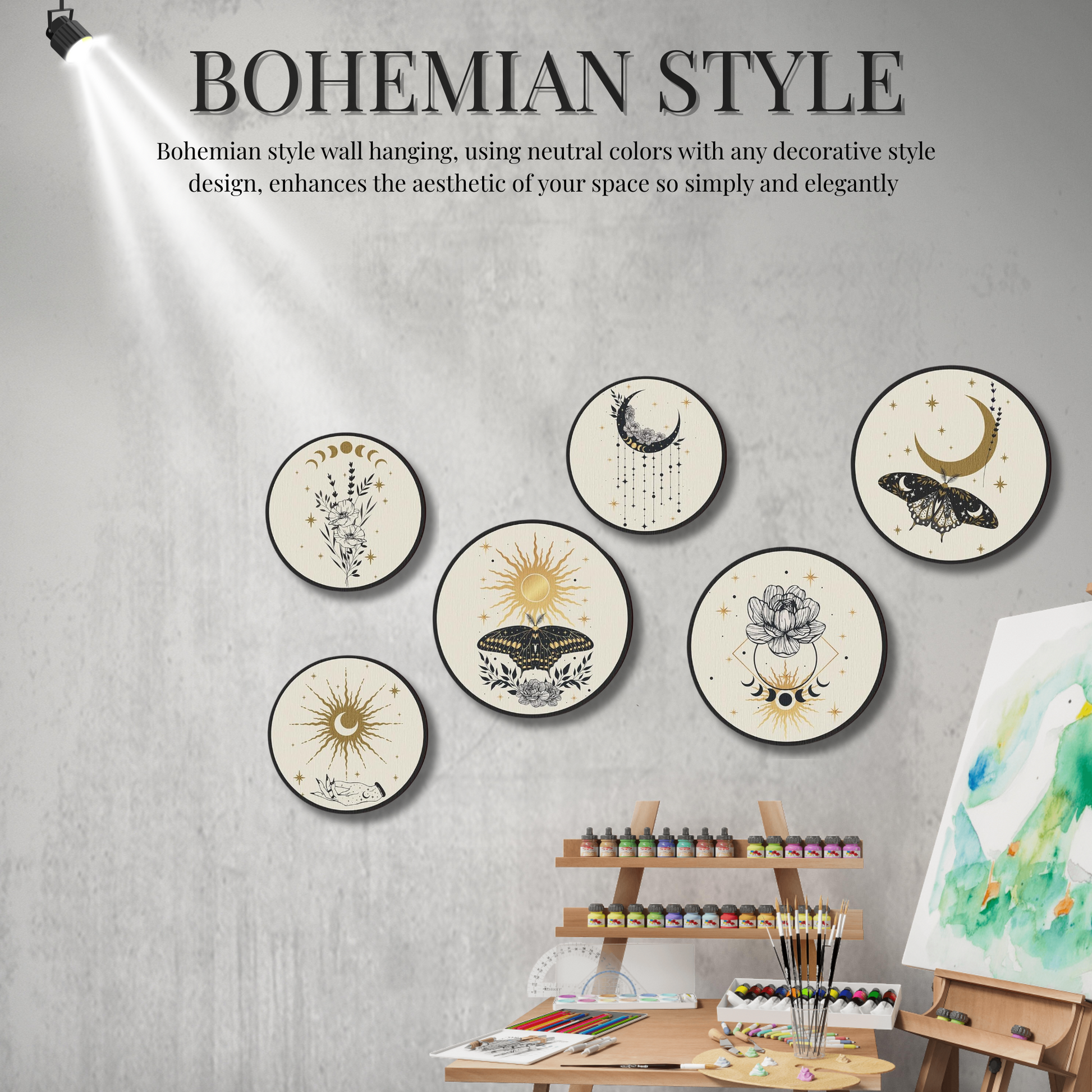 5 PCS Circle Wall Painting
