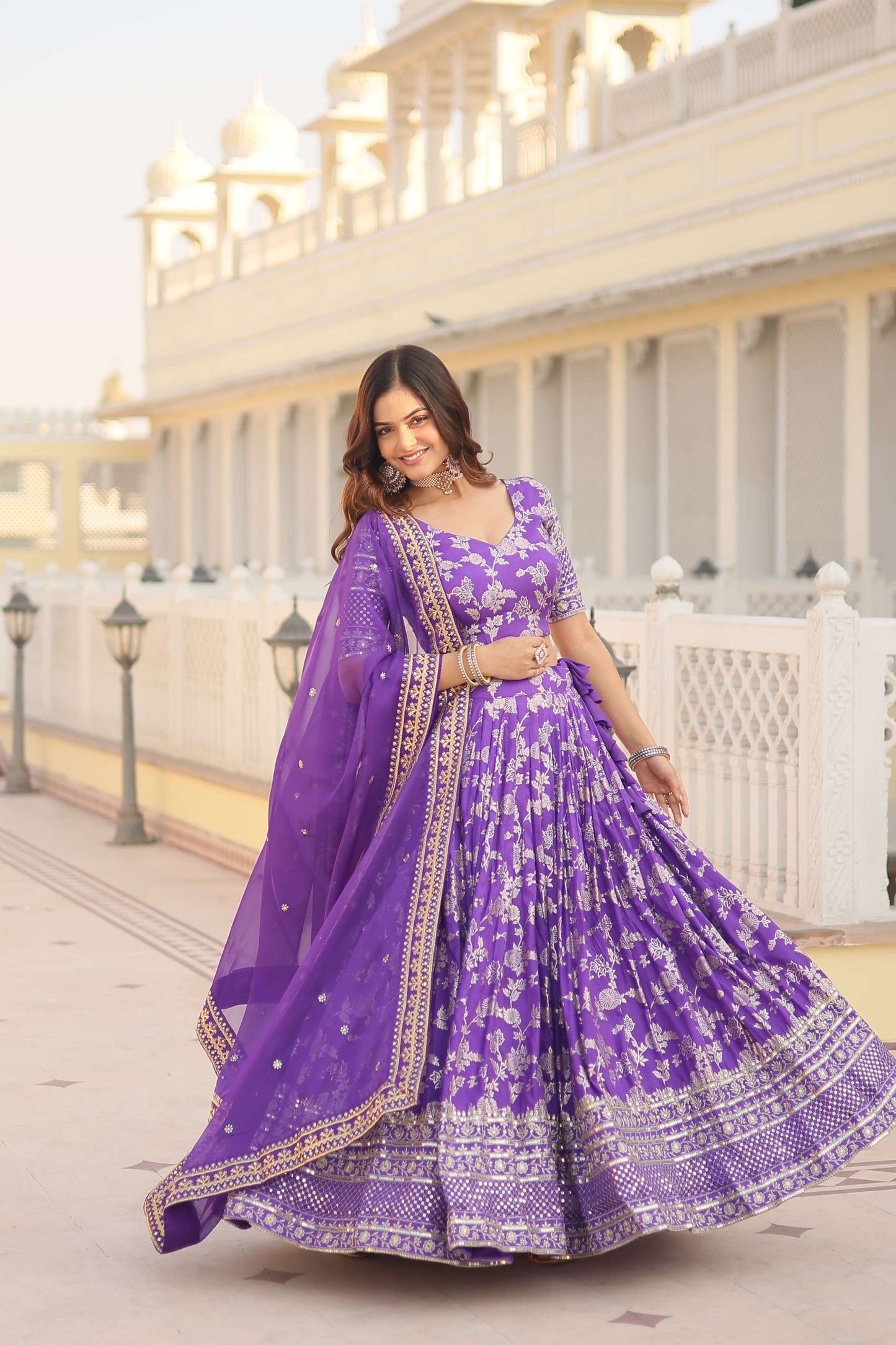 Designer Pure Viscose Jacquard Embroidered Lehenga Choli with Dupatta ?