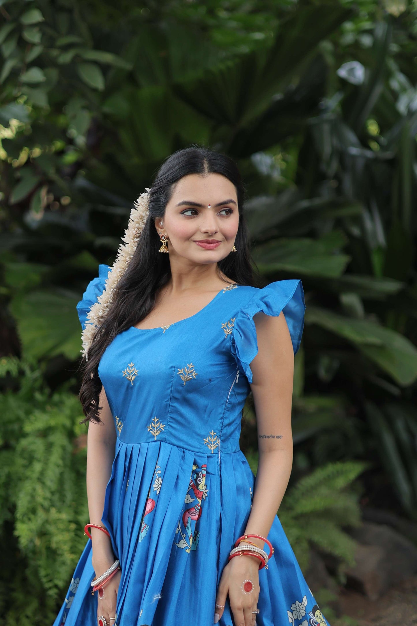 SKY Dola Silk Designer Gown  Sleeveless Fancy Round Neck Printed Womens Dress