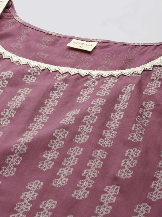 Women's Rayon Printed Straight Kurti With Pant Set