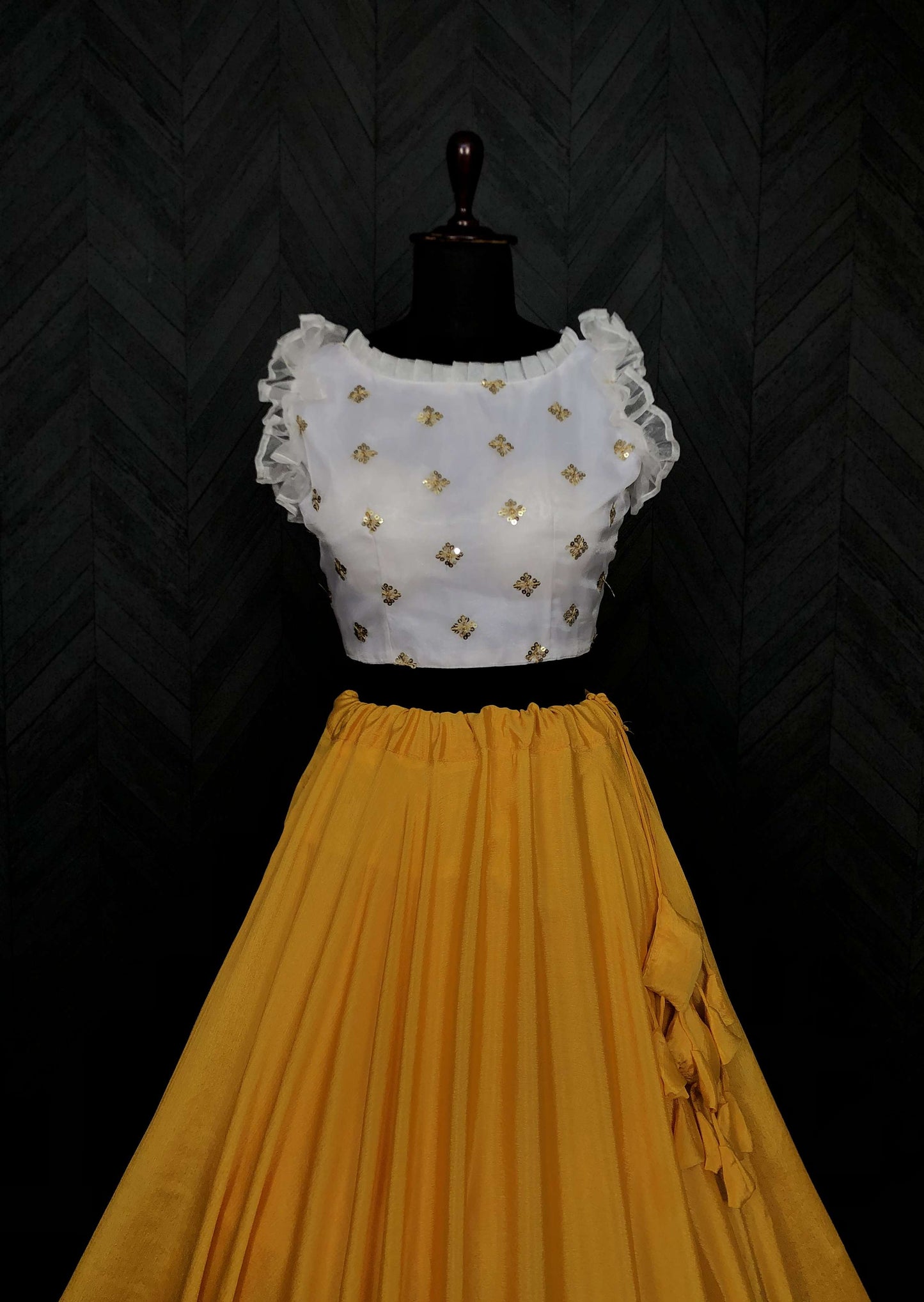 Premium Chinnon Lehenga with Organza Sequin Blouse  Readymade Set