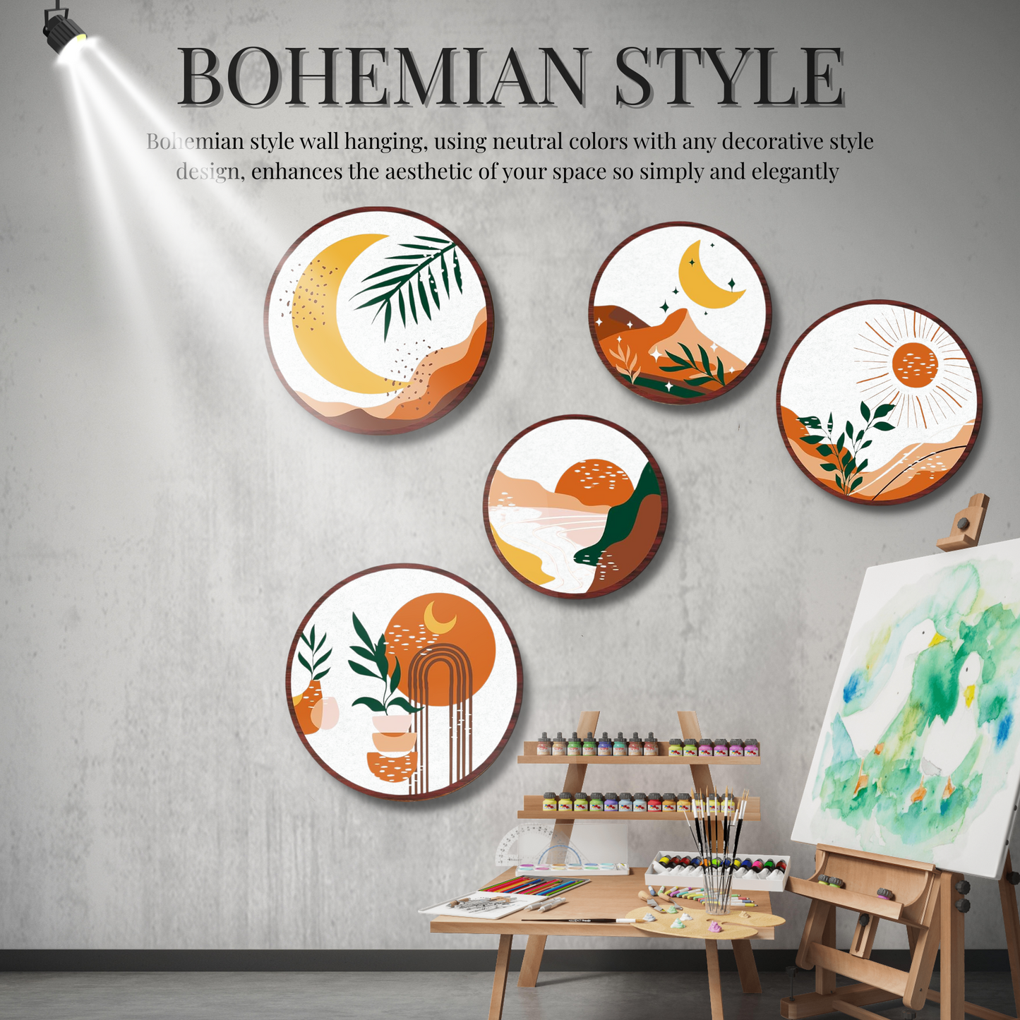 5 PCS Circle Wall Painting