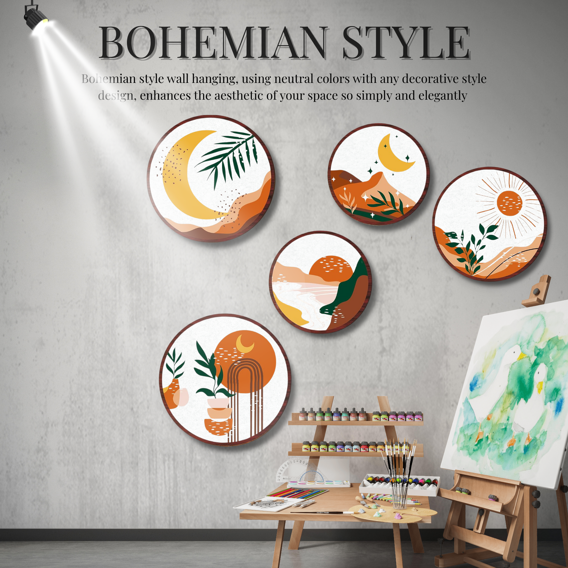 5 PCS Circle Wall Painting