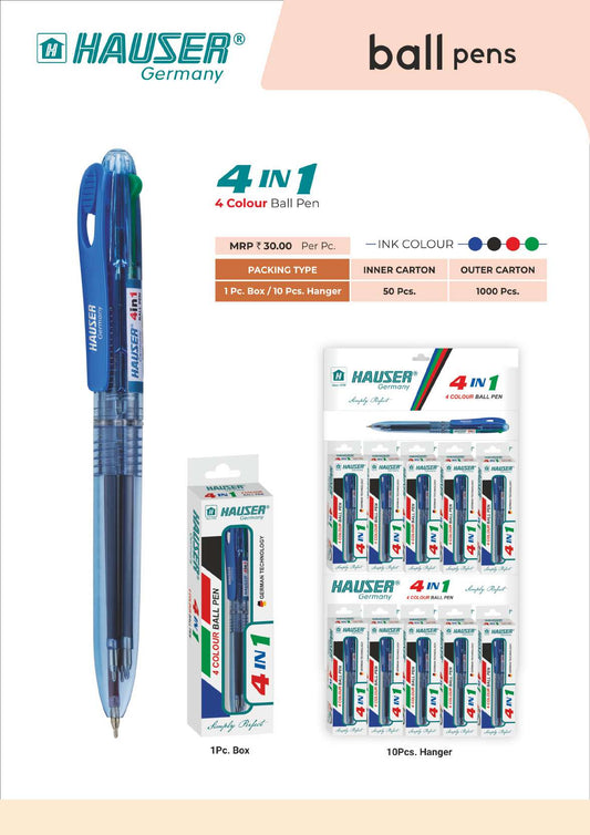 4-in-1 Colour Ball Pen- Pack of 100