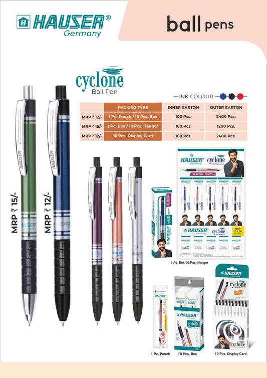 Cyclone Retractable Ball Pen- Pack of 100