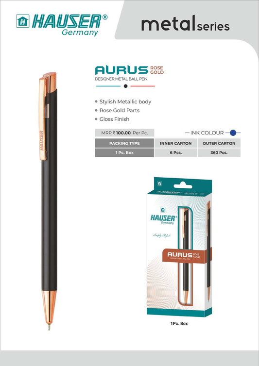 AURUS Rose Gold Designer Metal Ball Pen- Pack of 100