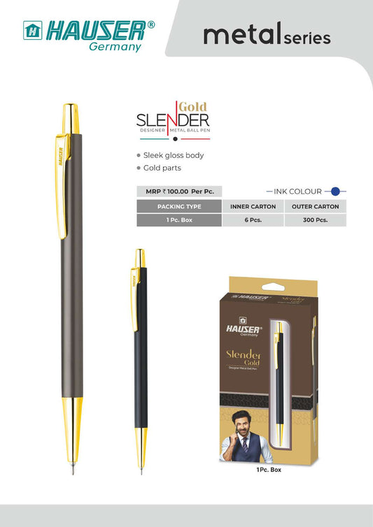 Gold Slender Designer Metal Ball Pen