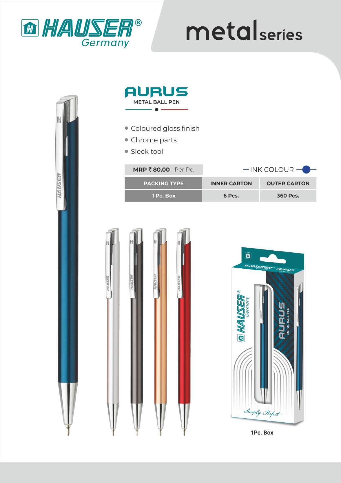 AURUS Metal Ball Pen- Pack of 100