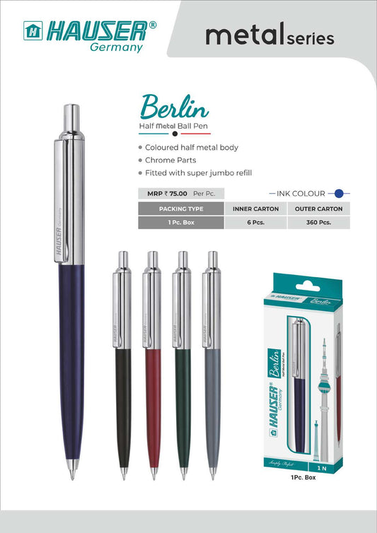 Berlin Half Metal Ball Pen- Pack of 100