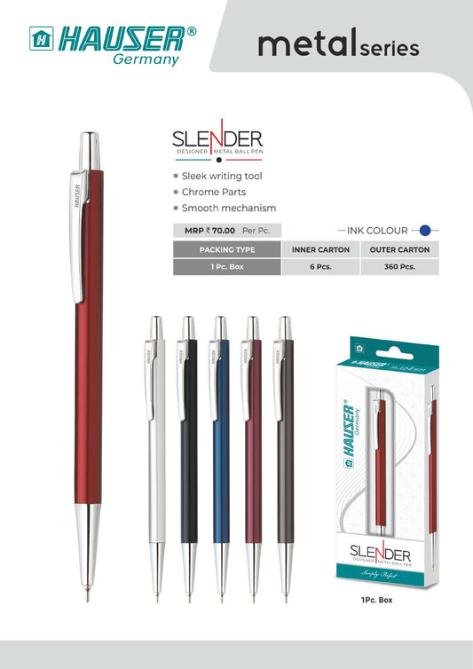 Slender Designer Metal Ball Pen- Pack of 100