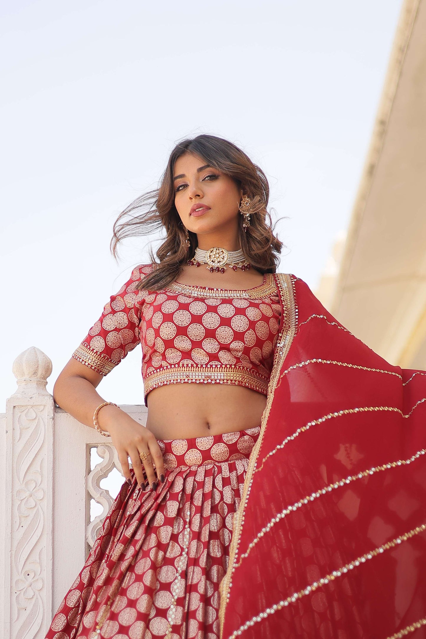 Designer Dyable Viscose Jacquard Lehenga Choli with Sequins Dupatta 