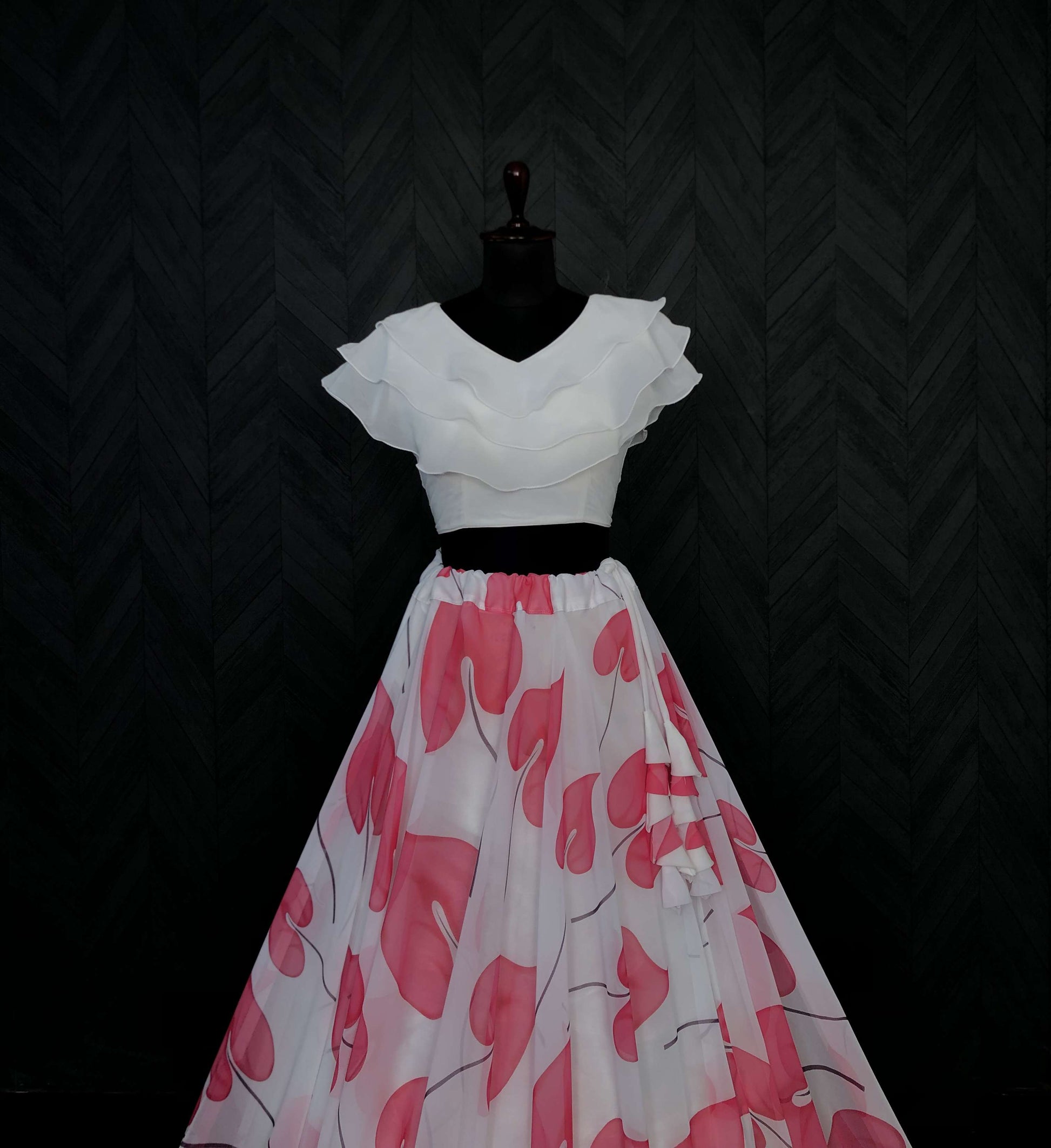 Premium Faux Georgette Digital Print Lehenga with Frill Blouse