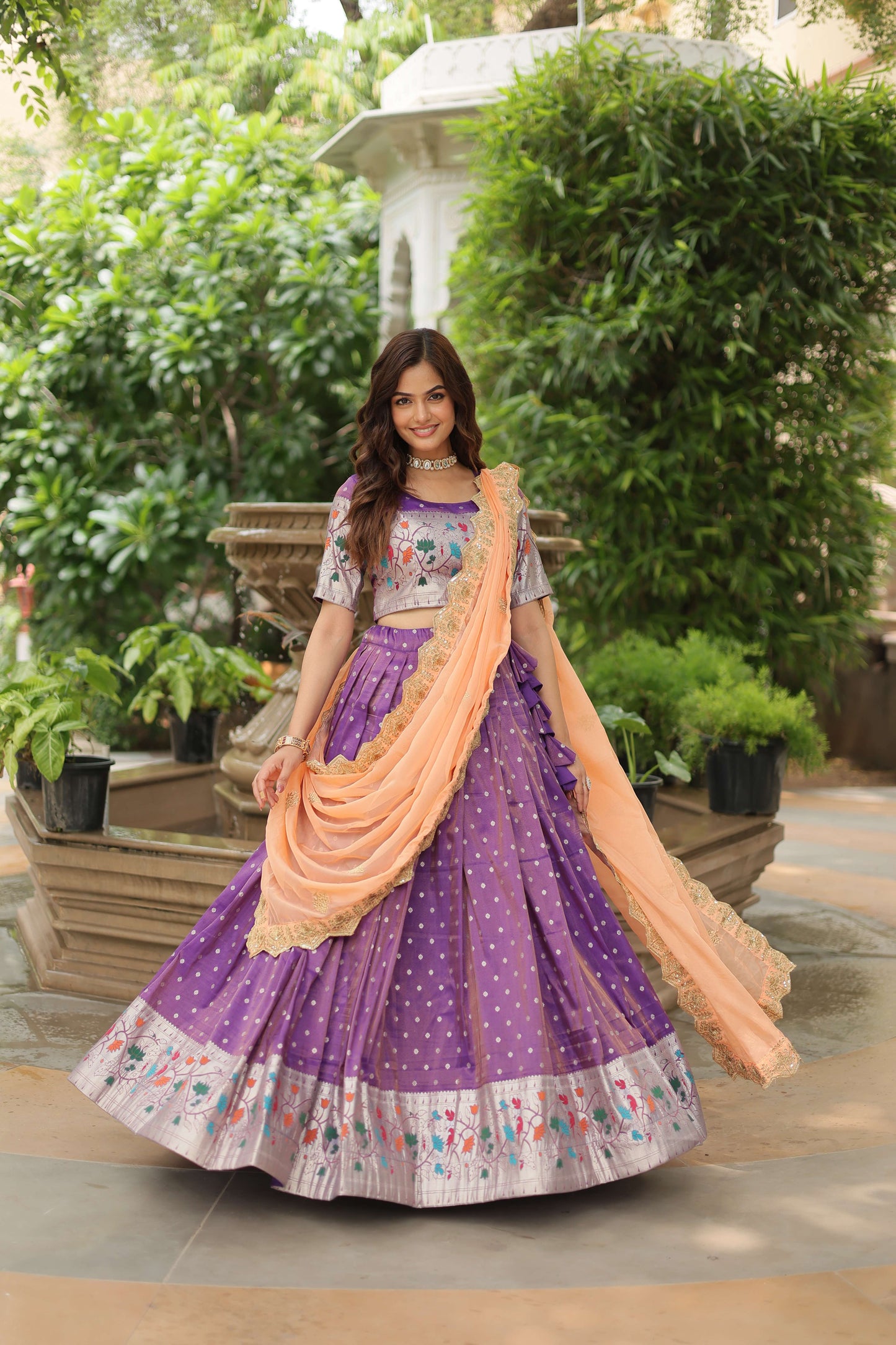 Cosmos Jequard Lehenga Choli with Embroidered Dupatta