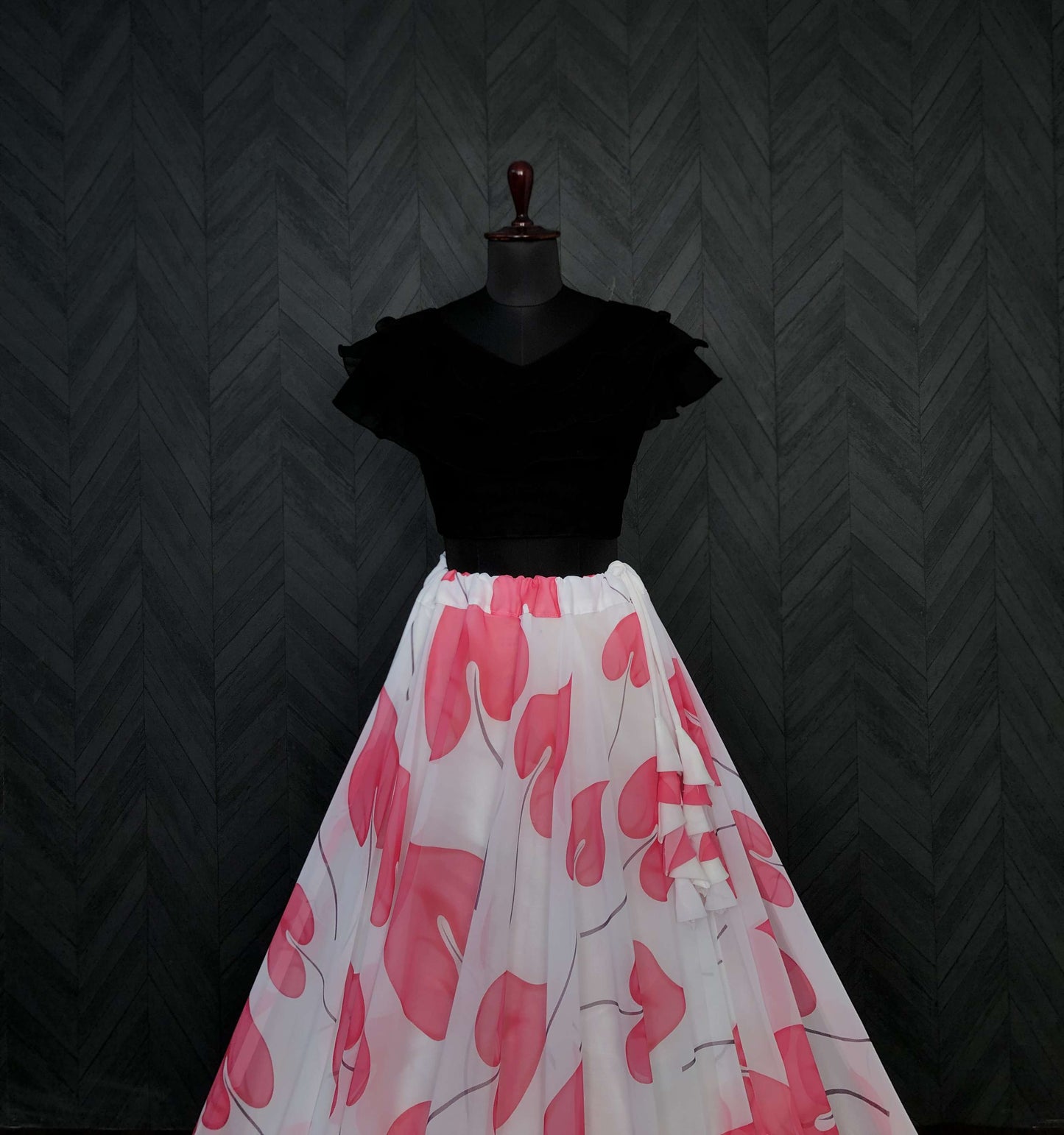 Premium Faux Georgette Digital Print Lehenga with Frill Blouse