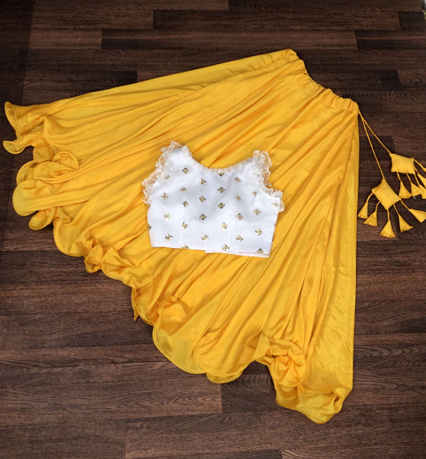 Premium Chinnon Lehenga with Organza Sequin Blouse  Readymade Set