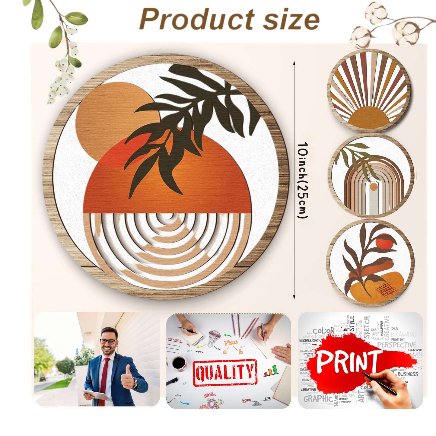 5 PCS Circle Wall Painting