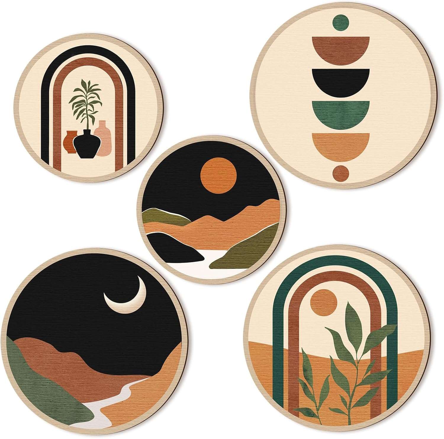 5 PCS Circle Wall Painting