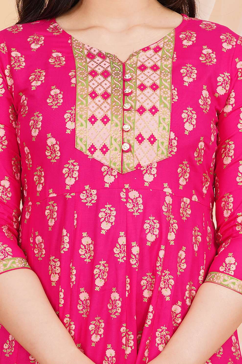 Women's Rayon Printed Anarkali Short Kurti Gown