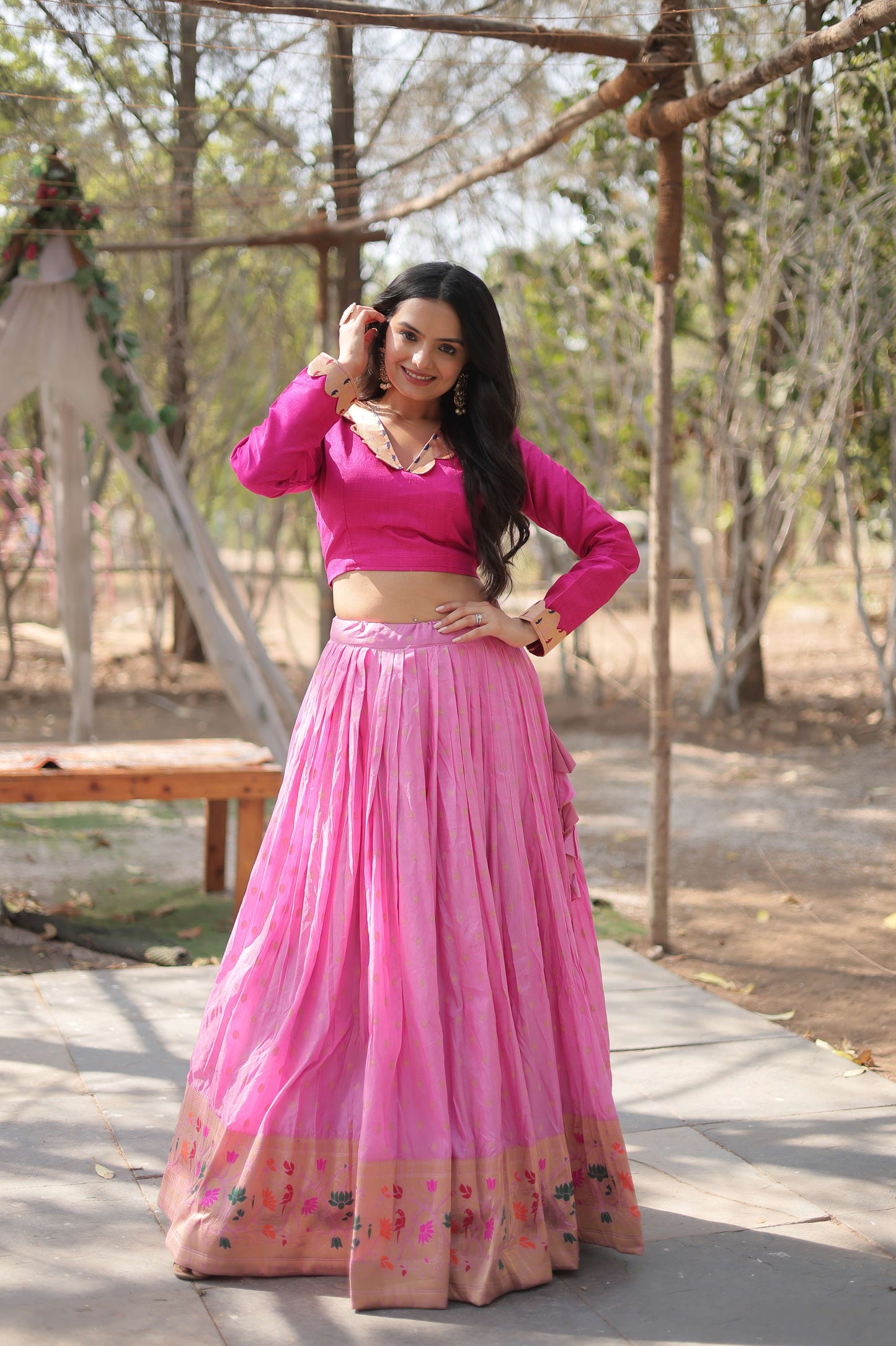 Dayble Viscose Kalamkari Lehenga Choli with Designer Blouse