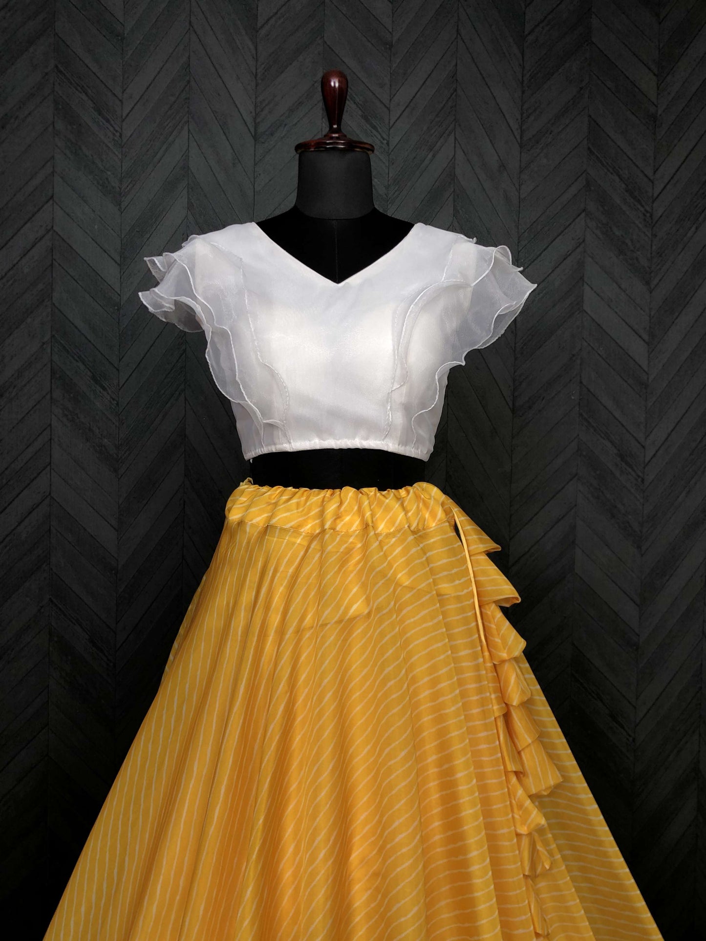Premium Designer Leheriya Digital Printed Organza Lehenga Choli Set