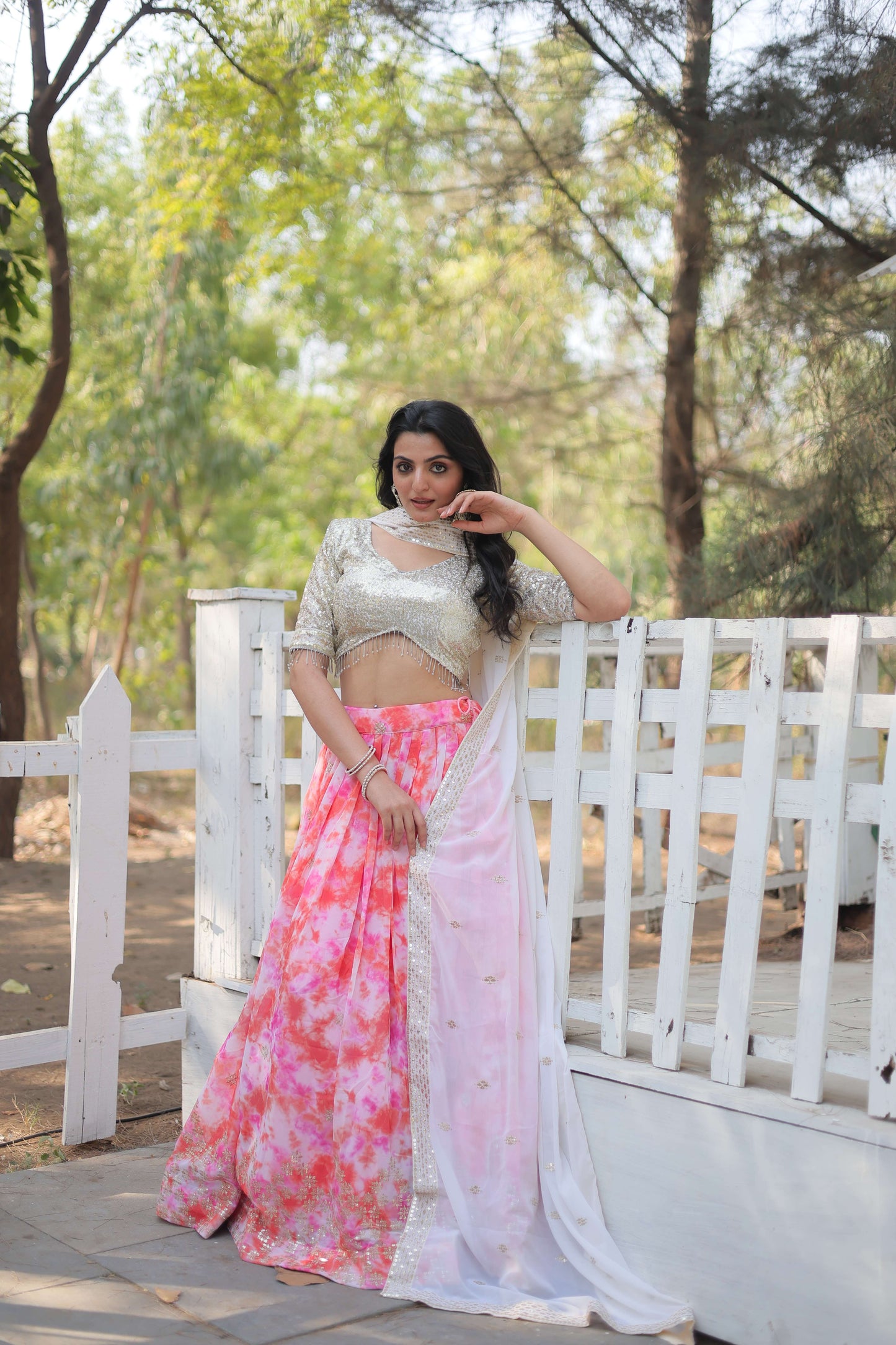 Digital Printed Georgette Lehenga Choli with Sequins Dupatta ?