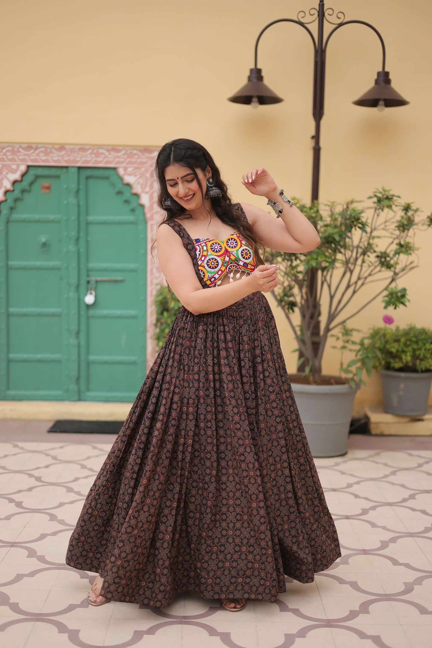 Black Faux Georgette Designer Gown  Fully Flared Elegant Party & Wedding Set