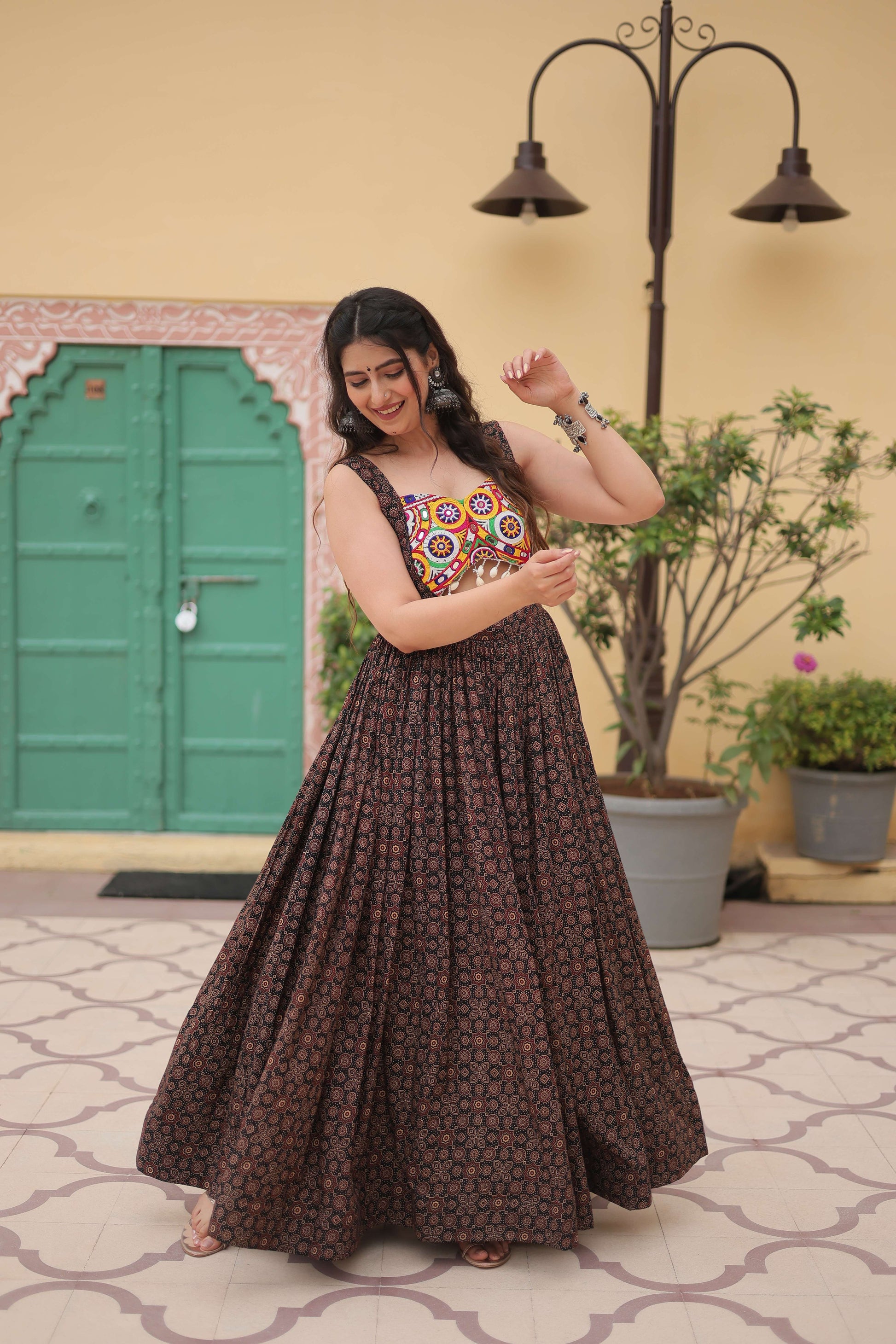 Black Faux Georgette Designer Gown  Fully Flared Elegant Party & Wedding Set