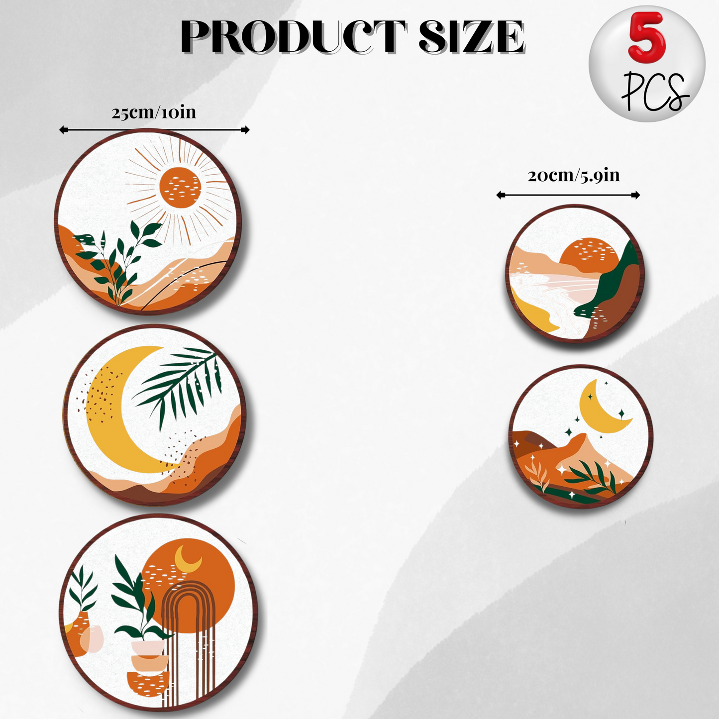 5 PCS Circle Wall Painting