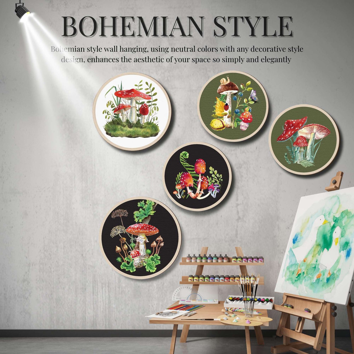 5 PCS Circle Wall Painting